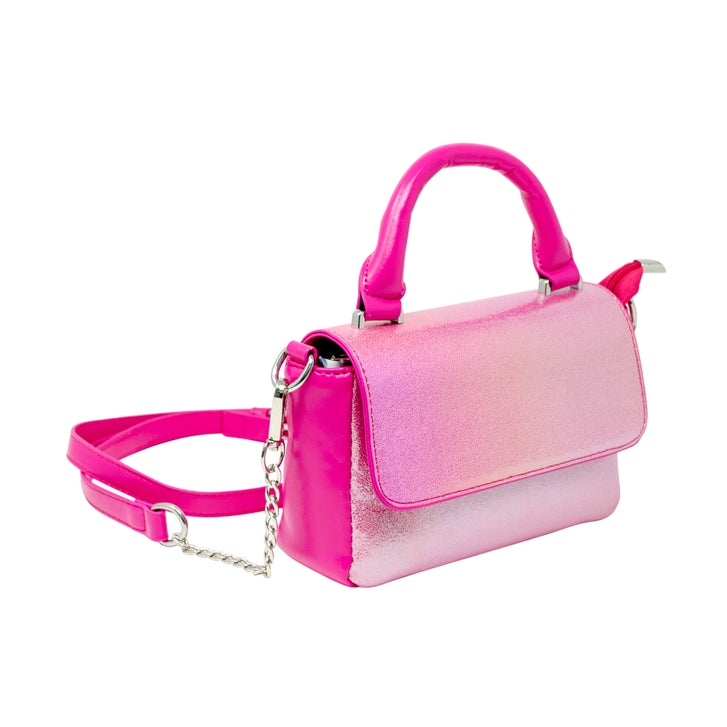 Shiny Baguette Smile Handbag - Hot Pink