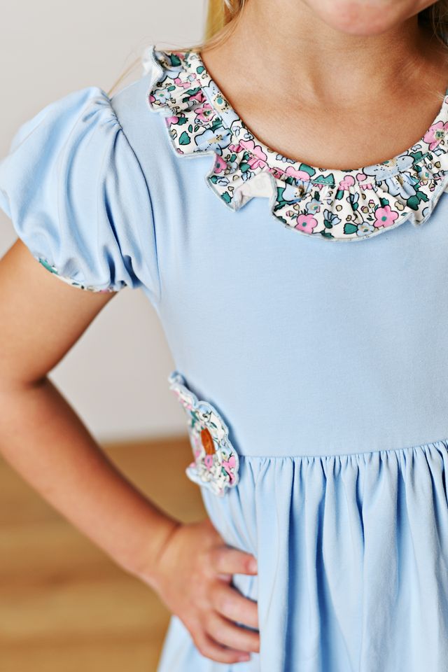 Tab Dress- Blue Floral