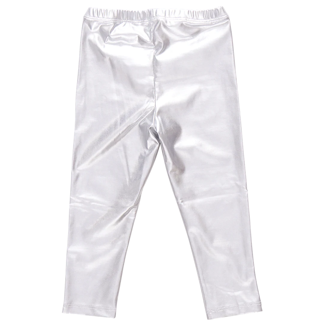 Girls Lame Legging- Silver