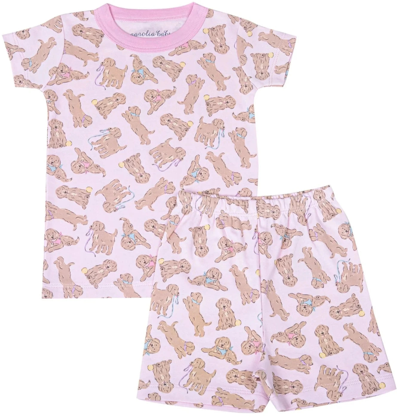 Golden Pup Short Pajamas - Pink