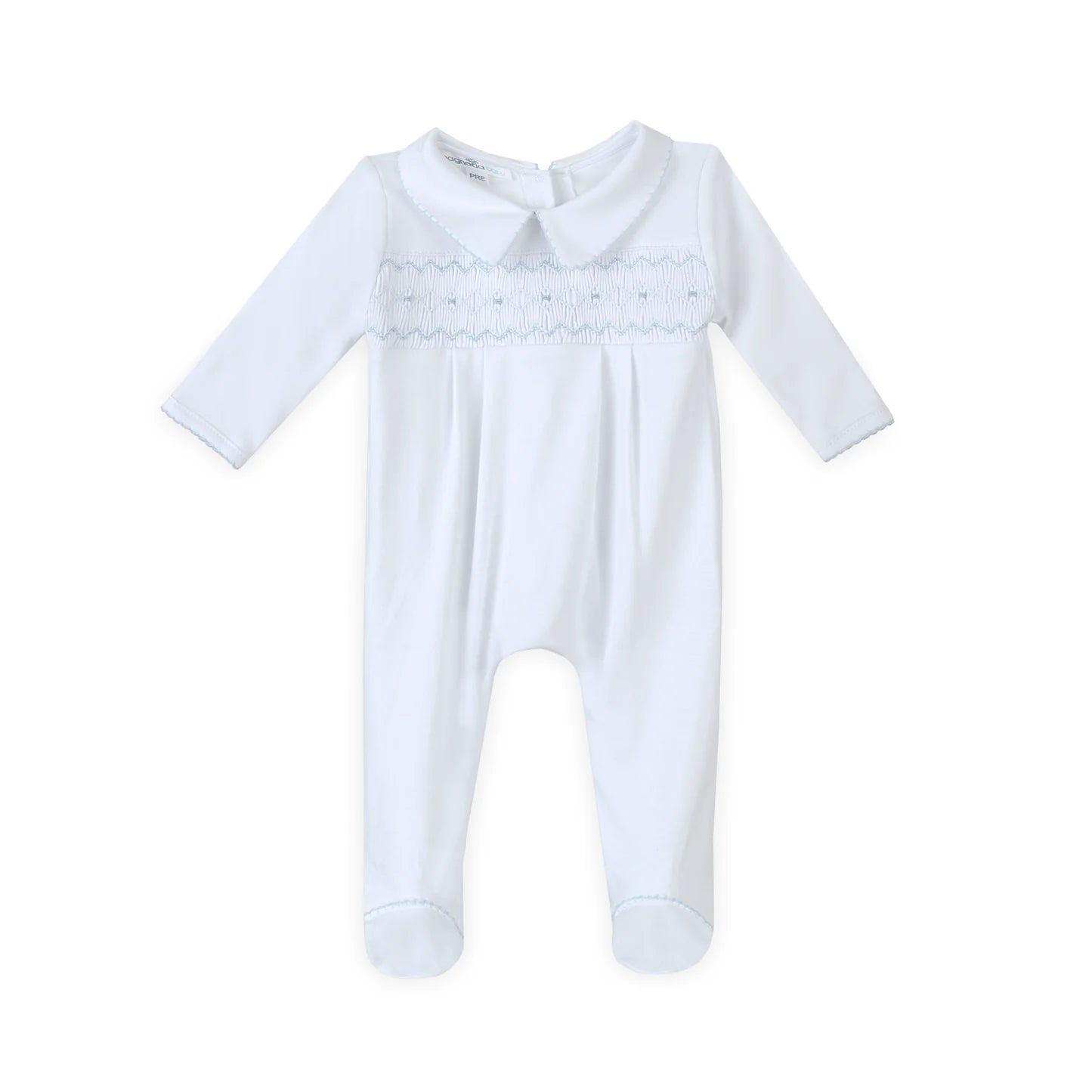 Lizzie and Landon's Classics Light Blue Smocked Collared Footie