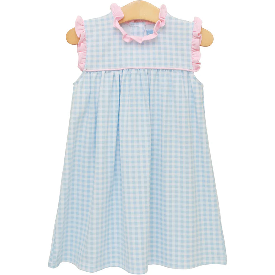 Meredith Dress- Light Blue Gingham/ Light Pink