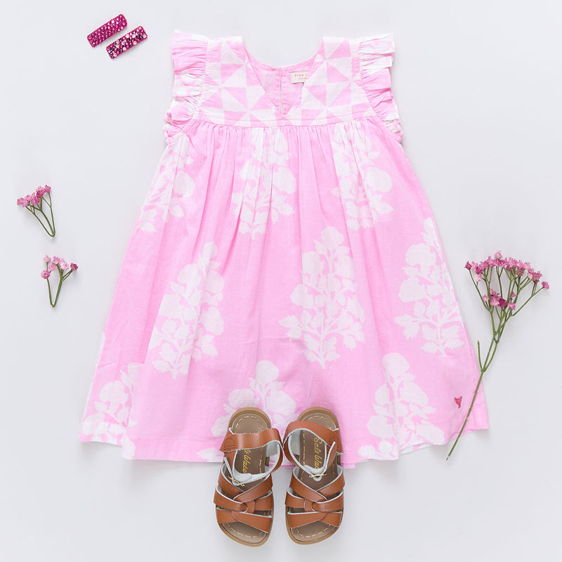 Girls Courtney Dress - Pink Bouquet Floral