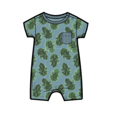 Pocket Shortie Baby Romper- Hopalong Frogs