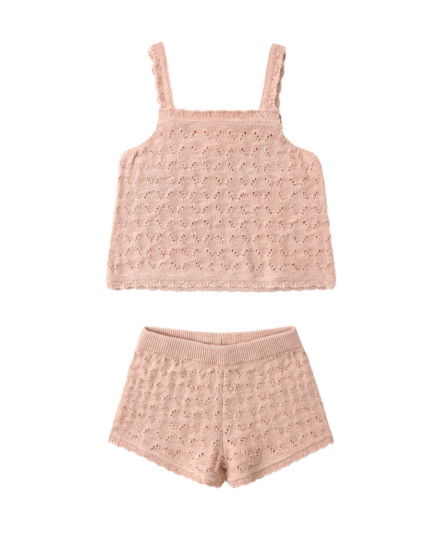 Pointelle Knit Tank + Short Set- Melon