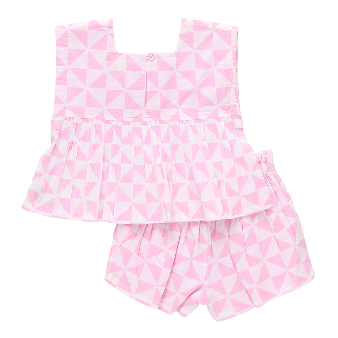 Girls Kamari 2pc Set - Pink Triangle Check