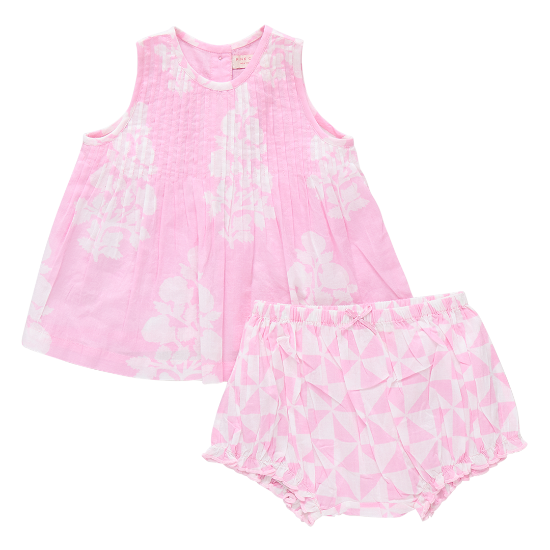 Baby Girls Jaipur 2pc Set - Pink Bouquet Floral