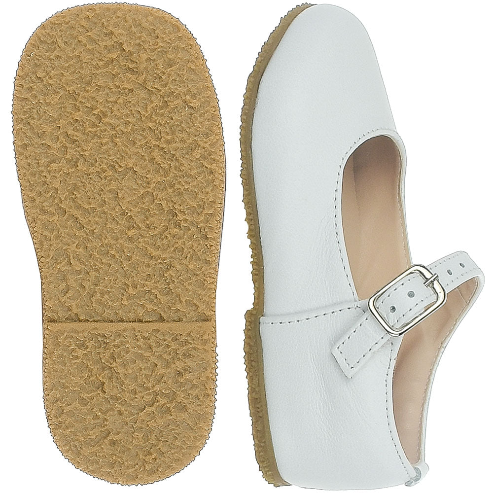 Toddler Girls Leather Mary Jane - White w/Crepe Sole
