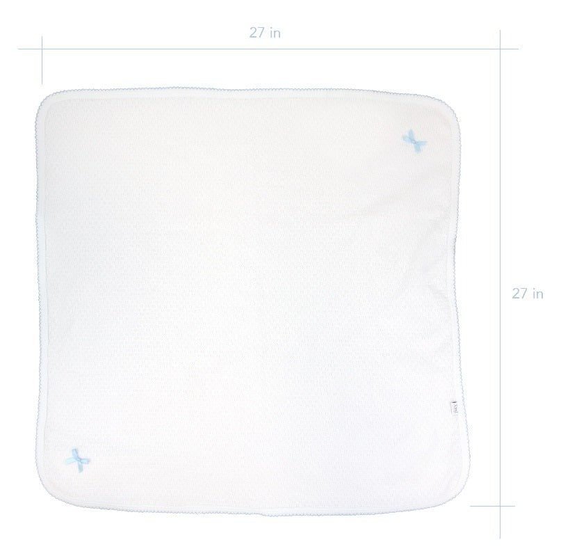 Receiving Blanket w/Bow - White w/White Trim
