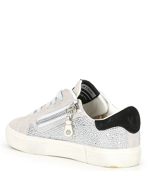 Valery Kids Shoe - Silver Rhinestone Grey Lace