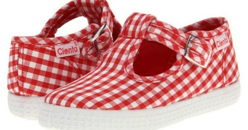 Red Gingham T-Strap