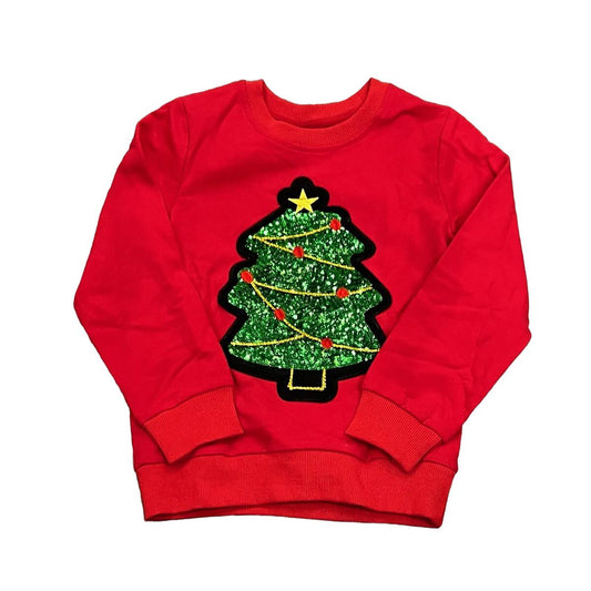 Girls Sweatshirt w/ Christmas Tree Sequin