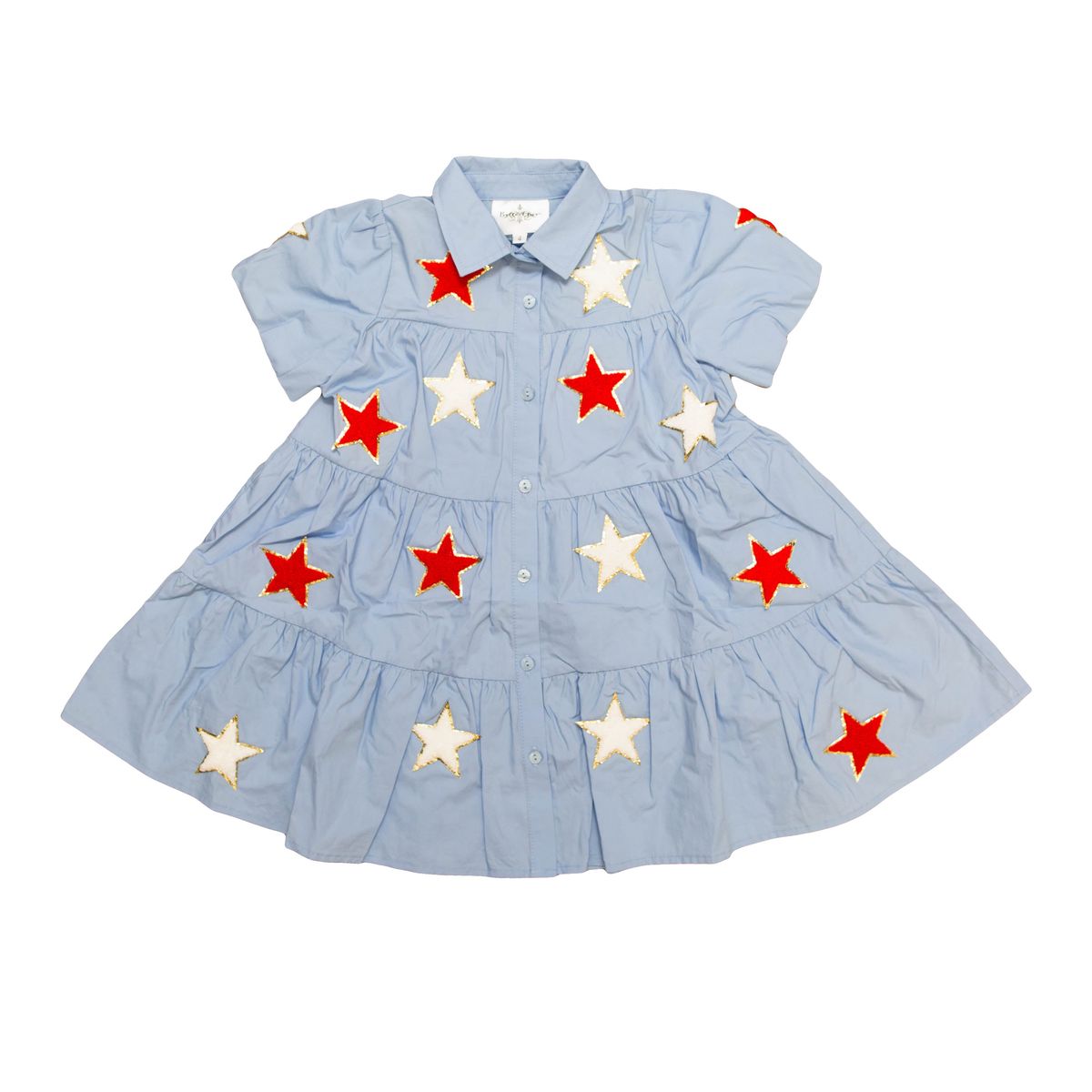 Lt Blue & Red Chenille Star Dress