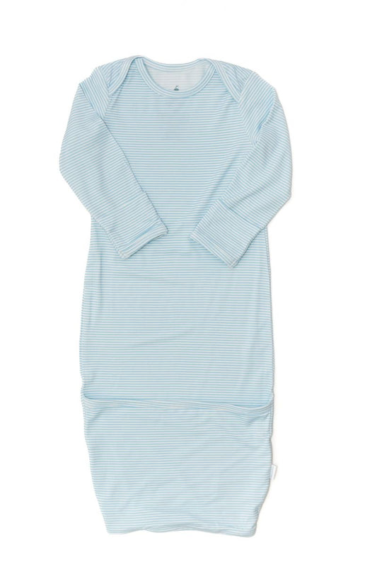 Newborn Gown - Cool Blue Mini-Stripe