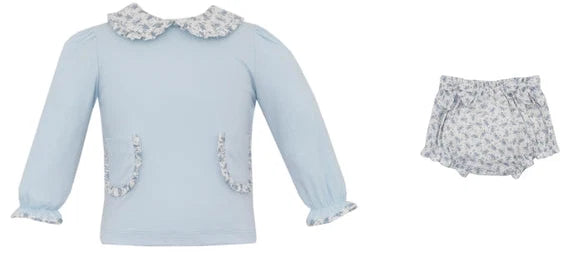 Blue Floral Bloomer Set