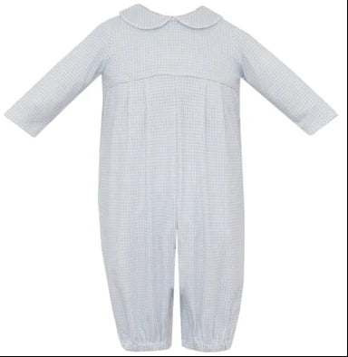 Gingham Knit Boy's Long Romper