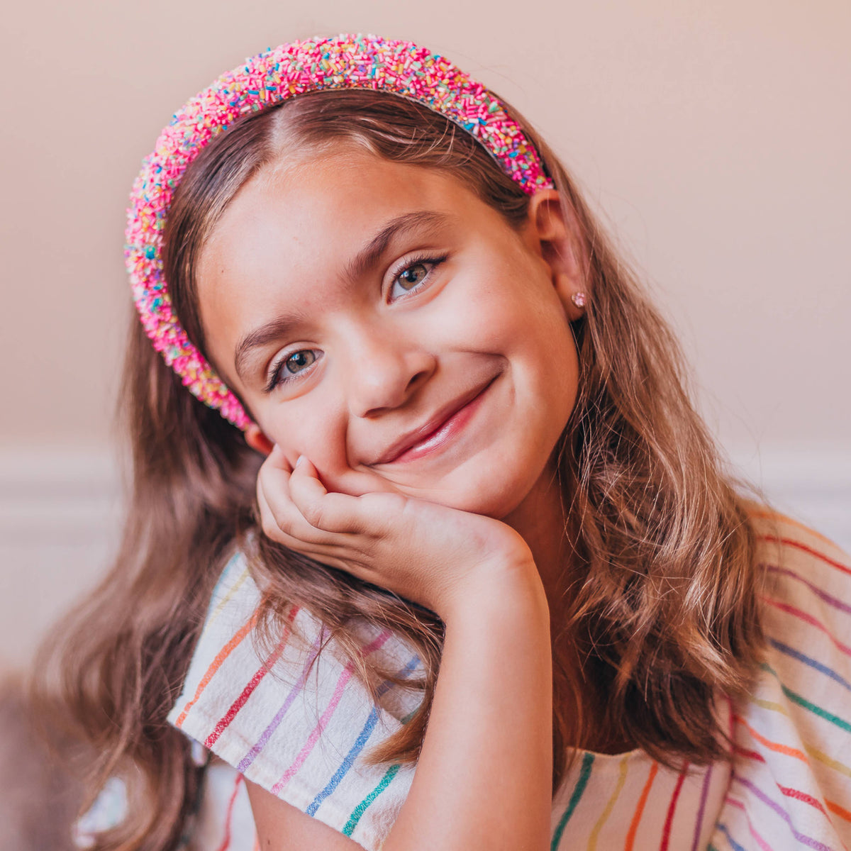 Padded Sprinkles Headband - Confetti Hair Band: Light Blue