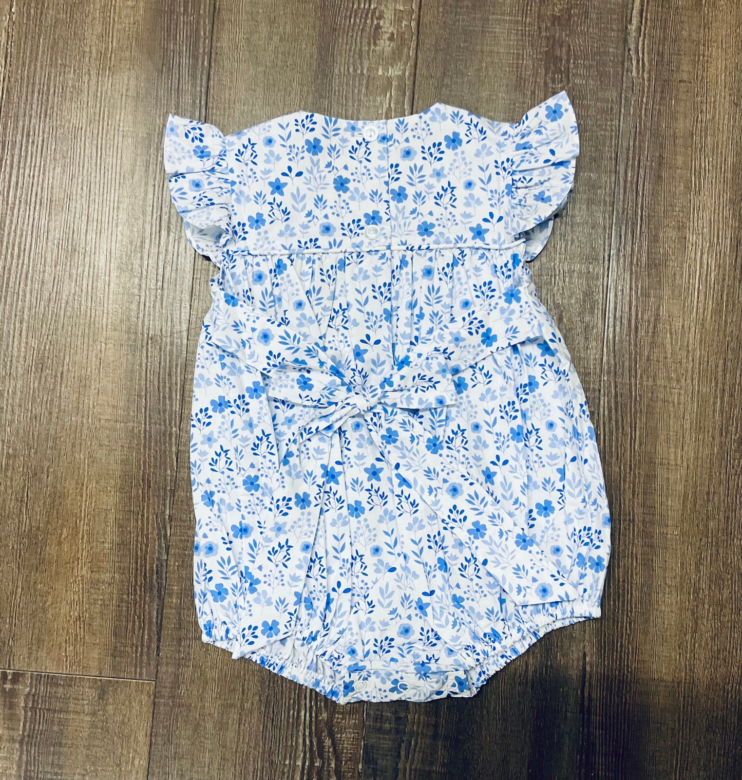 Blue Floral Sleeveless Geo Bubble