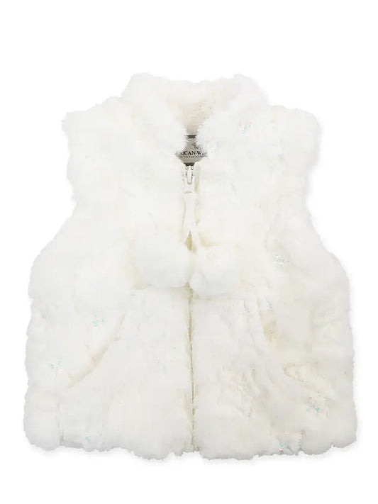 Sparkle Star Faux Fur Zip Front Vest