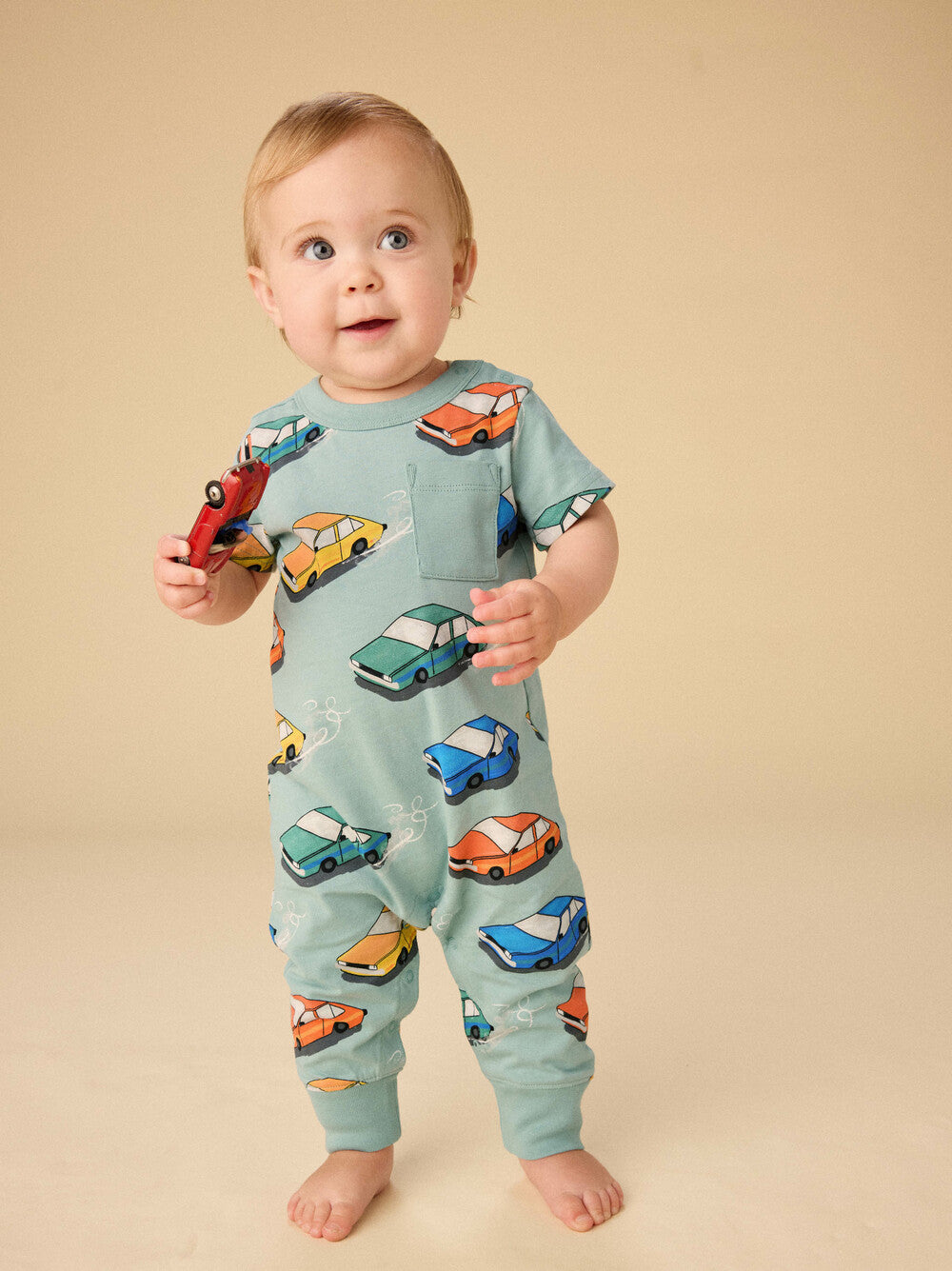 Pocket Baby Romper- Vintage Cars