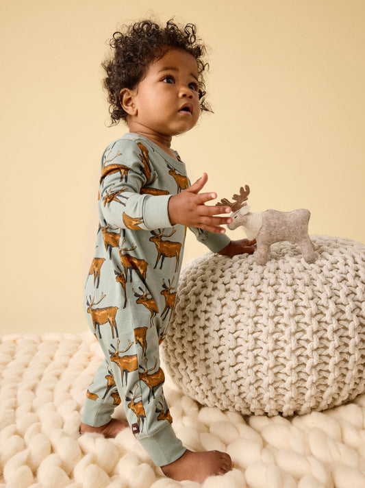 Long Sleeve Pocket Baby Romper - Painted Deer
