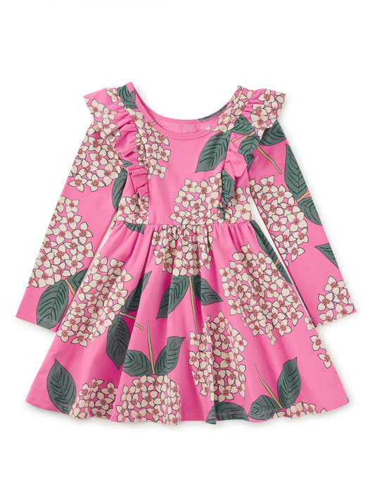 Ruffle Shoulder Ballet Dress - Hydrangea Burst