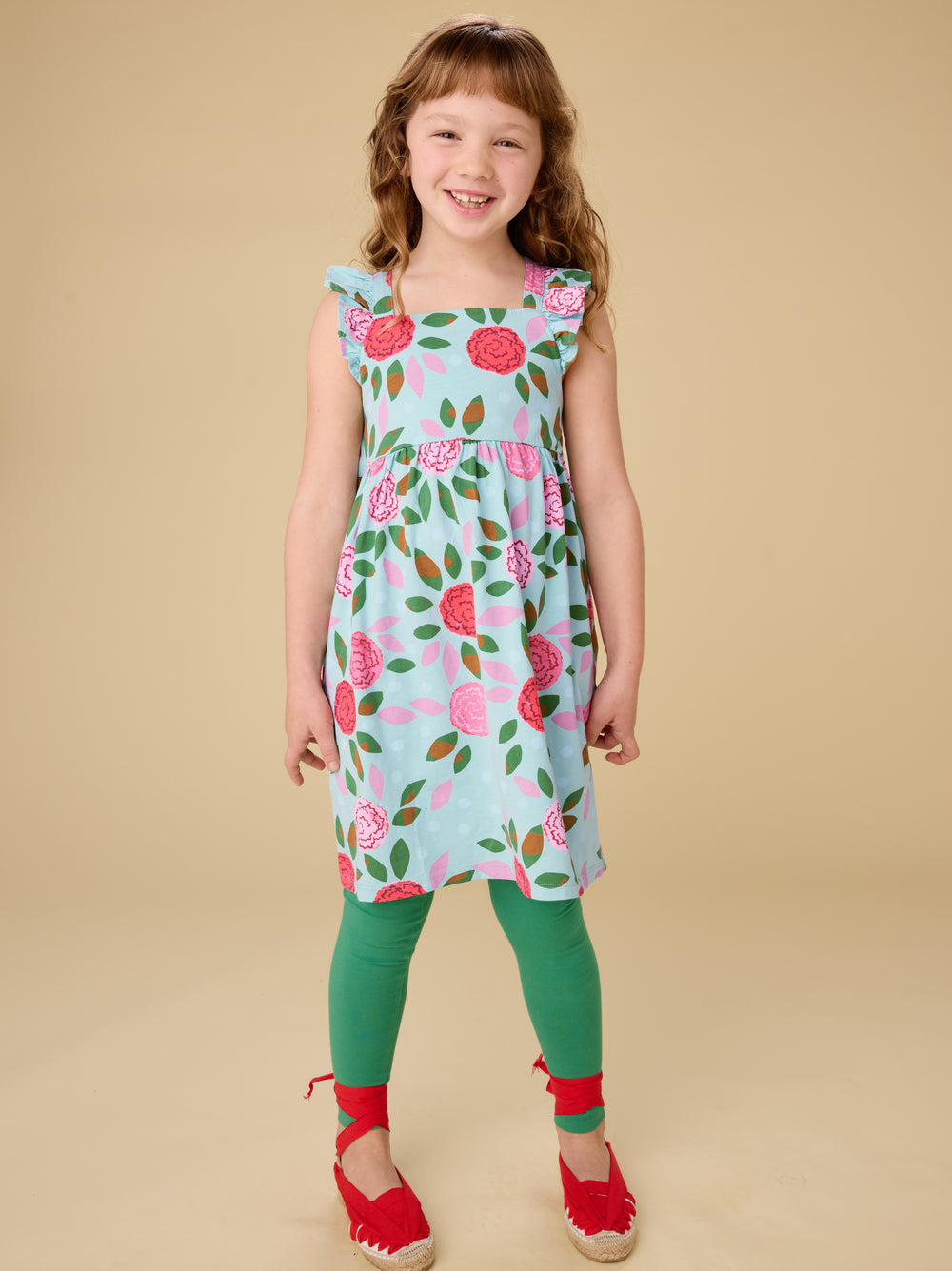 Ruffle Strap Dress- Spinning Carnations