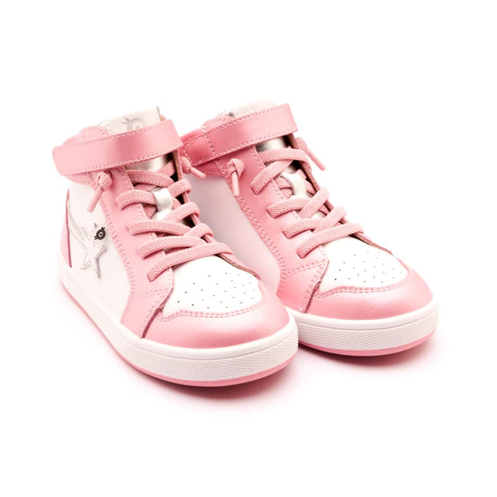 Team Star - Pearlized Pink Silver Star High Top