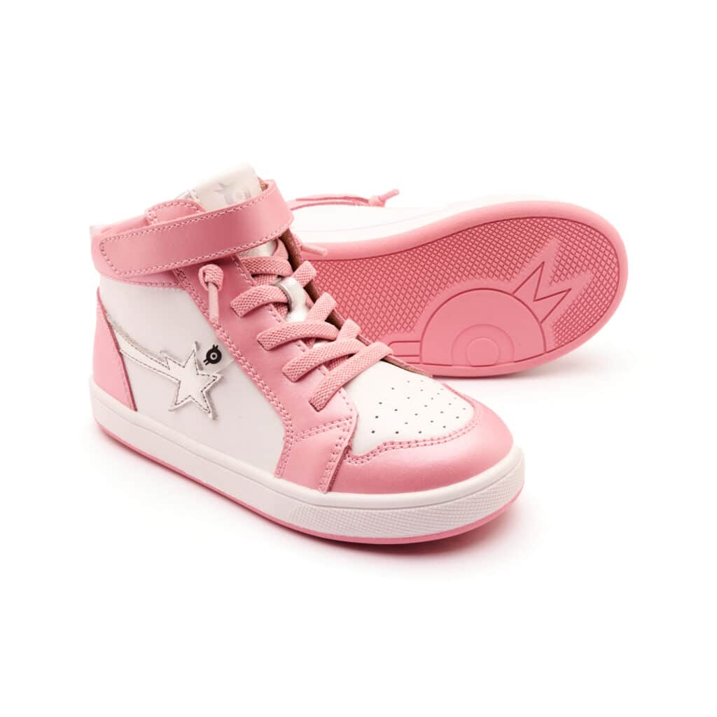 Team Star - Pearlized Pink Silver Star High Top