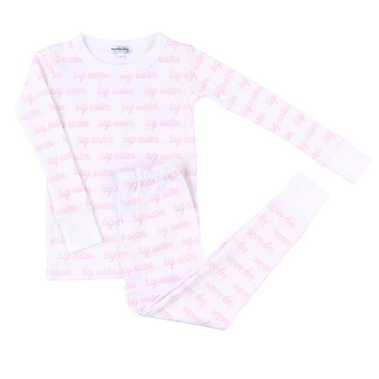 Big Sister Printed L/S Pant Set Pajama - Pink