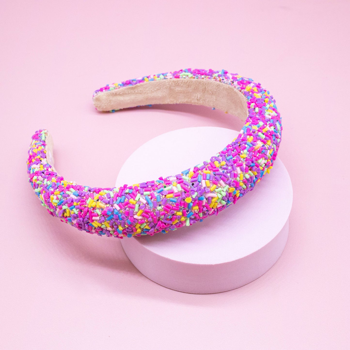 Padded Sprinkles Headband - Confetti Hair Band: Hot Pink