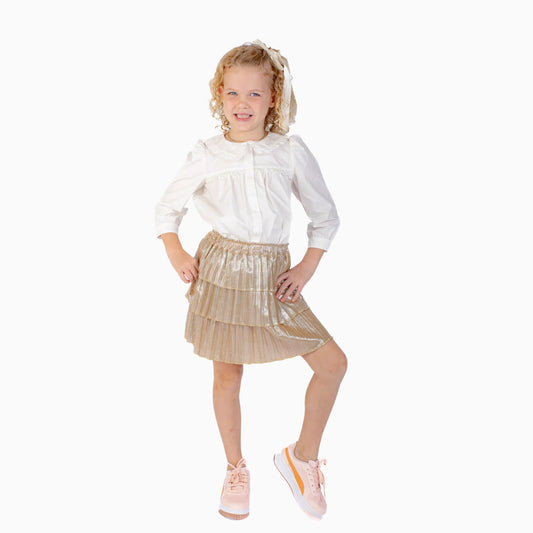 Ruffle Skirt In Gold Metallic