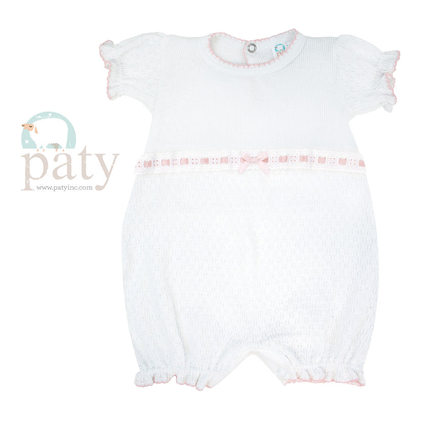 Bubble w/ Eyelet Trim - White/Pink