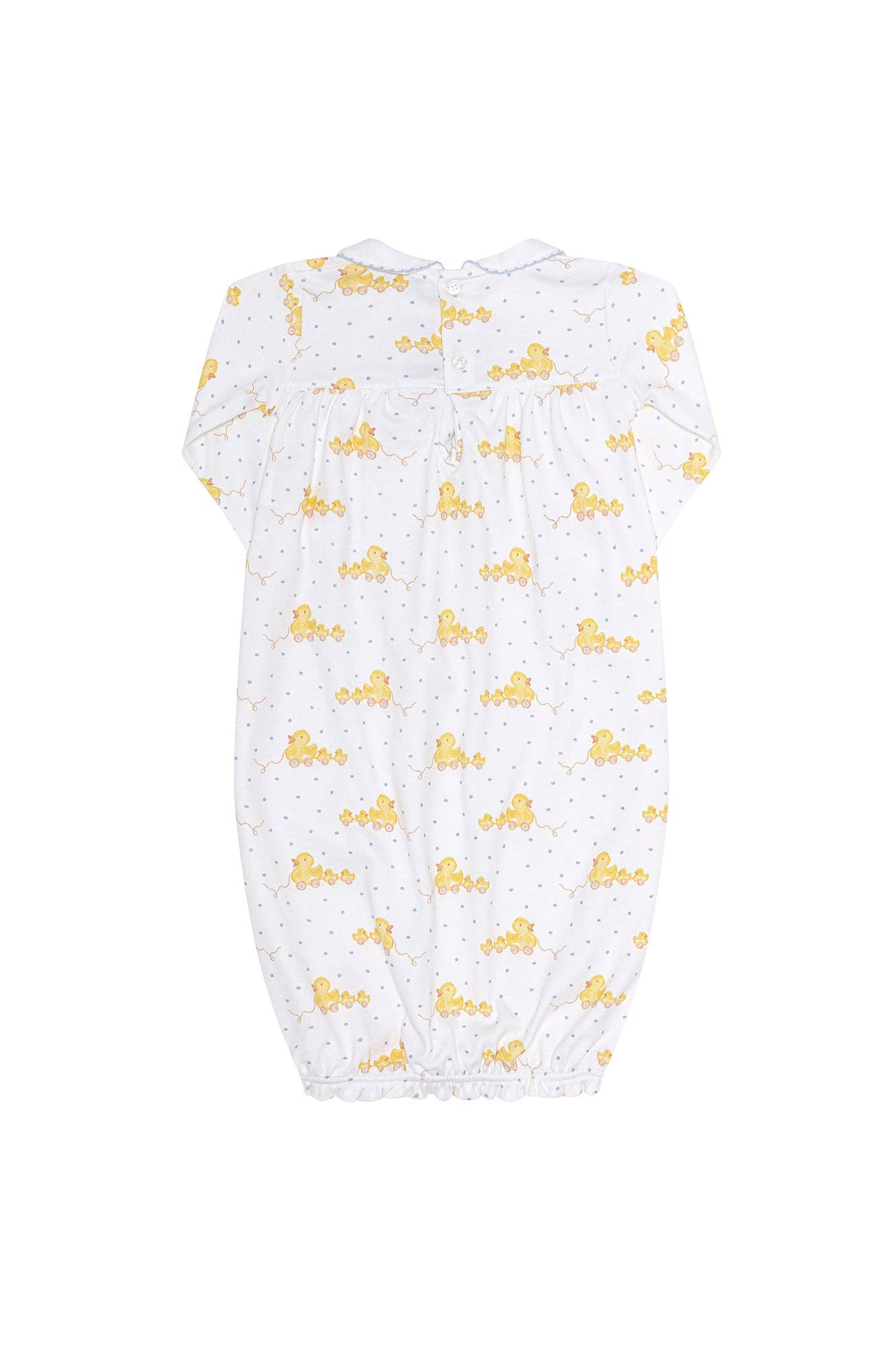 Blue Ducks Print Gown: Blue / 0 - 3M