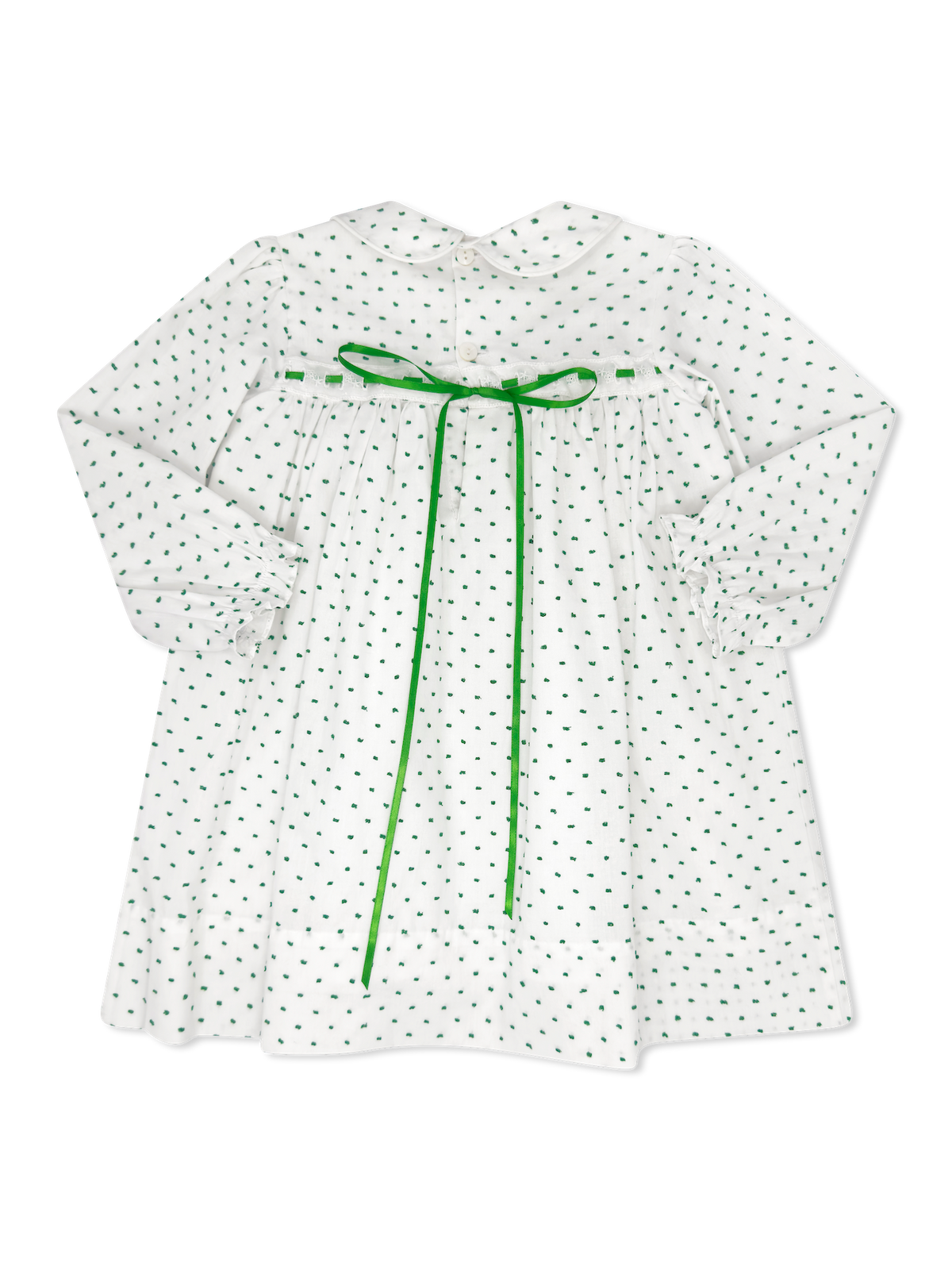 1956 Ribbon Dress - Mistletoe Green Swiss Dot