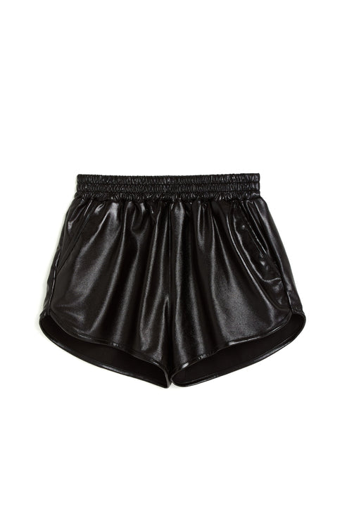 Black Metallic Dolphin Short w/ Pockets