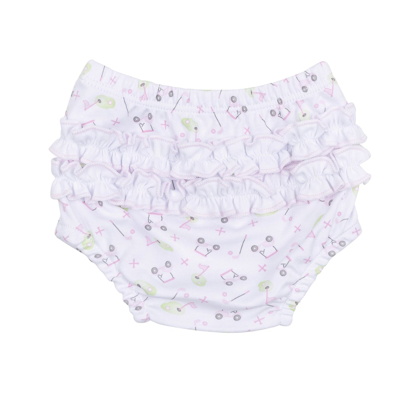 Tiny Tee Time Emb Ruffle Flutters Diaper Set - Pink