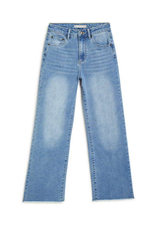 Girls Wide Straight Leg Jean w/Fray Hem