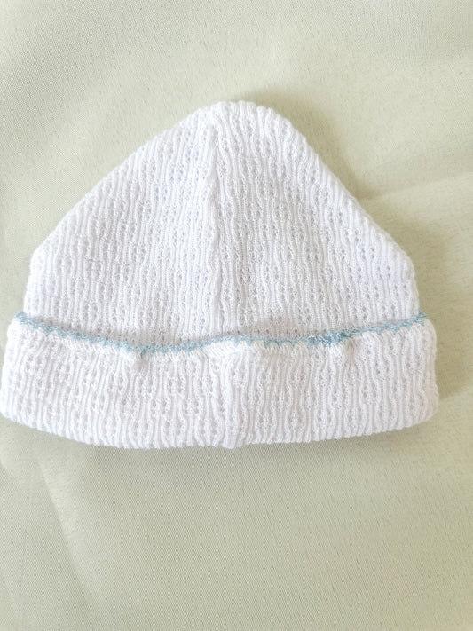 White Saylor Cap No Bow- Blue