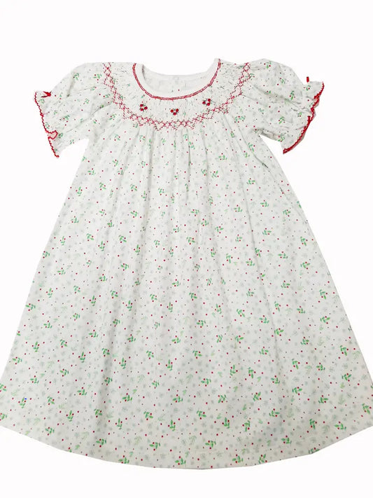 Christmas Hollies Pima Cotton Bishop Dress