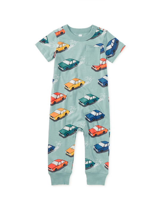 Pocket Baby Romper- Vintage Cars