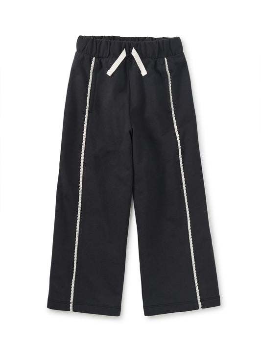 Lace Trim Pants- Jet Black