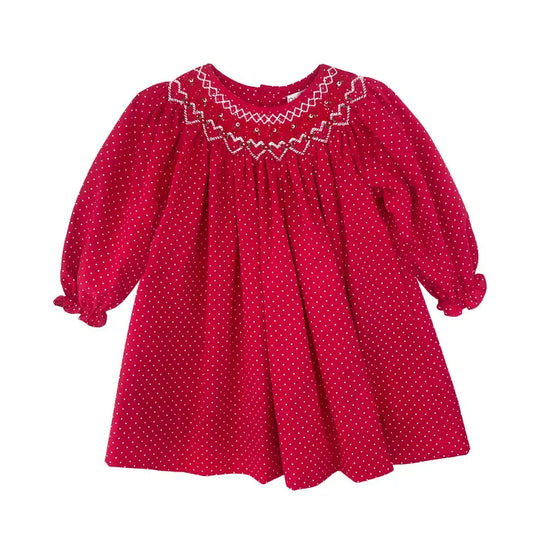 Heart Shaped Bishop Smocking - Red