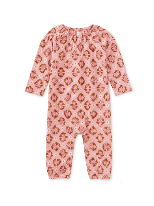 Raglan Baby Romper-Metallic Chrysanthemum