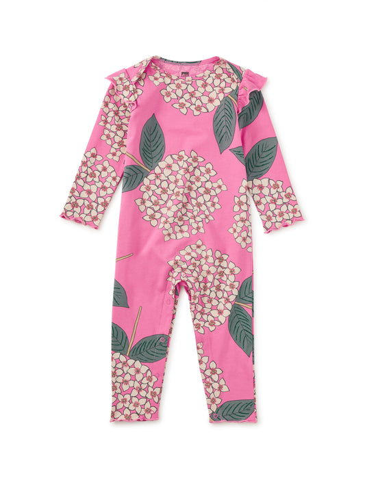 Ruffle Shoulder Baby Romper - Hydrangea Burst