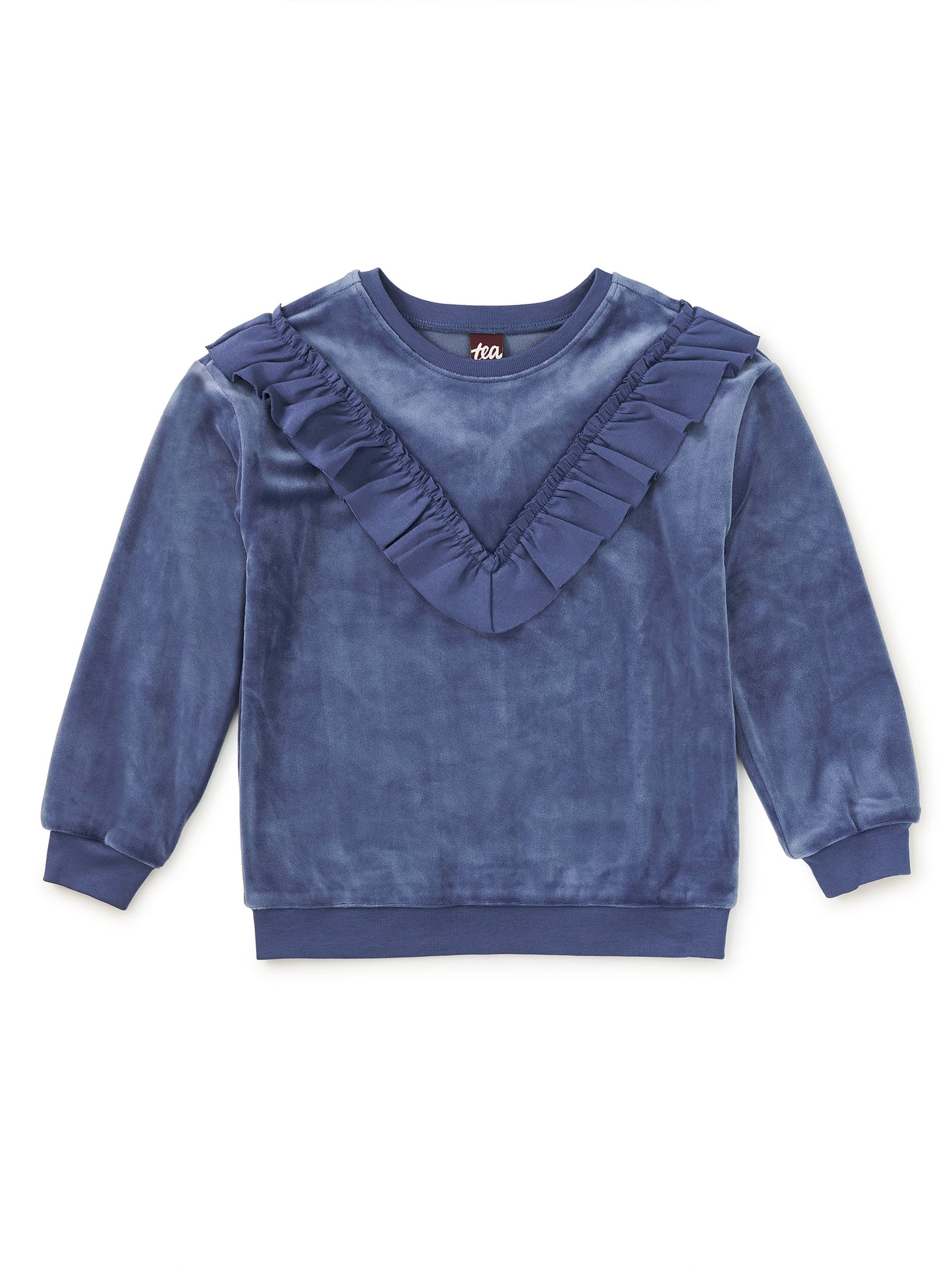 Velour Ruffle Tunic Top - Naval Blue