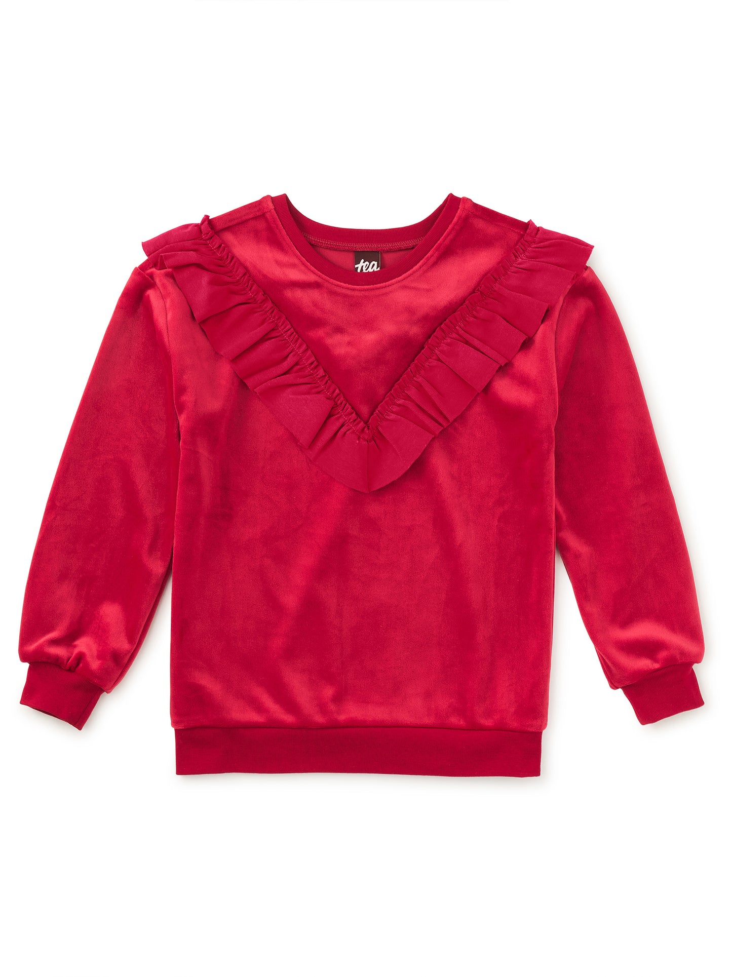 Velour Ruffle Tunic Top - Red Wagon