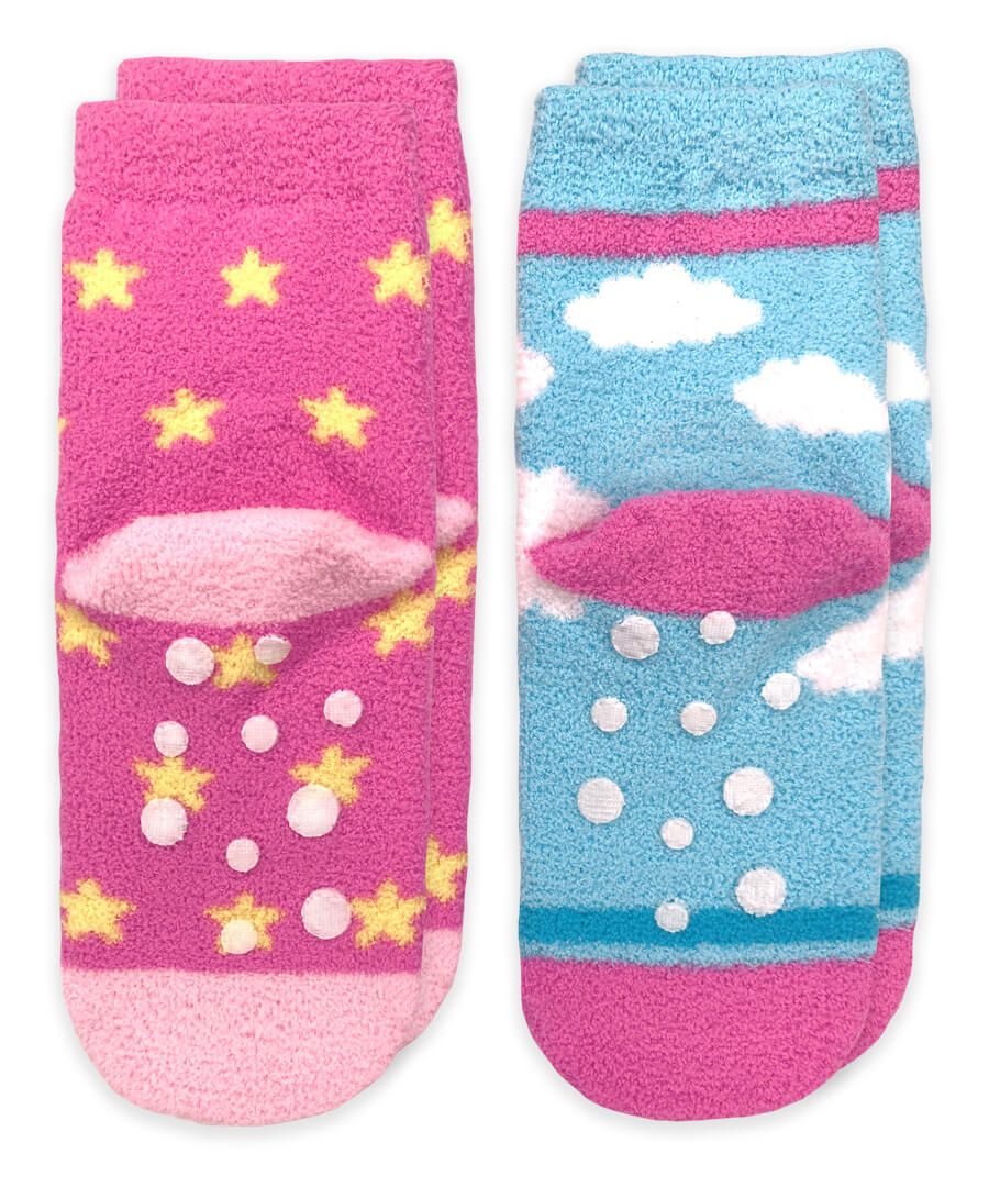 Unicorn & Rainbow Fuzzy Non-Skid Slipper Socks 2 Pair Pack