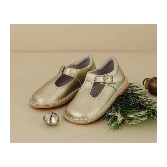 Selina Scalloped T-Strap MJ - Gold F-500GD