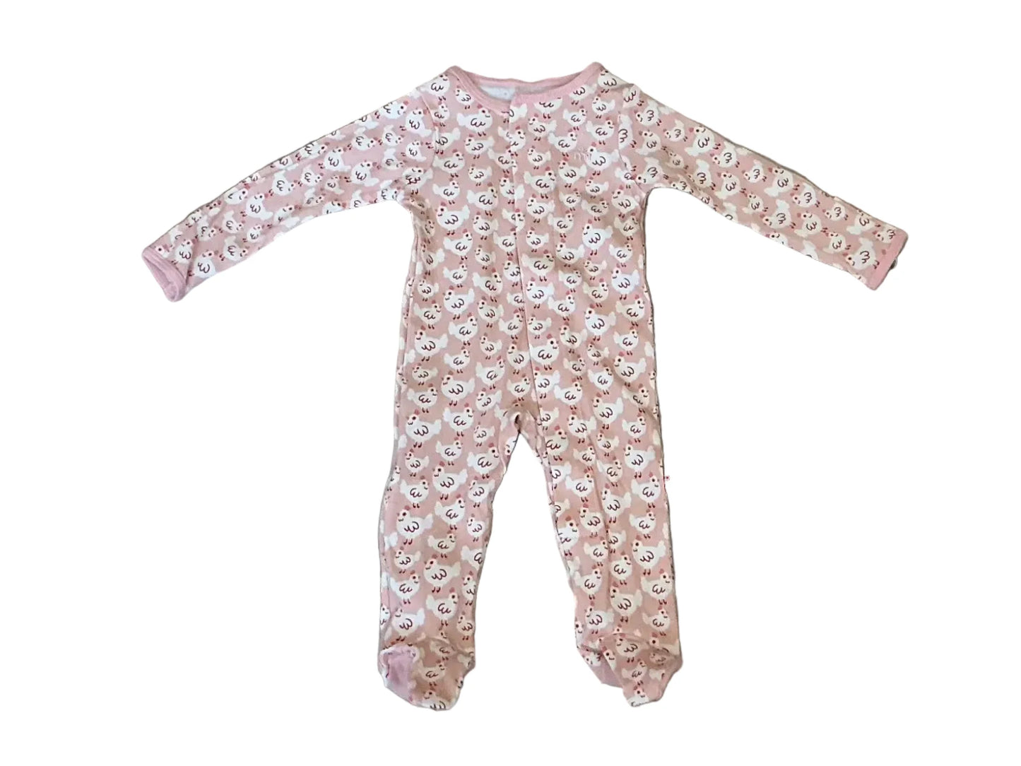 Organic Cotton Footie Pink Chicken